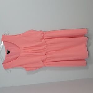 A.N.A peachy Coral Pink Chiffon Fit & Flare Sleeveless Dress Size Large